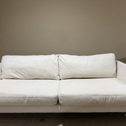 Modern White Fabric Sofa – Comfortable & Clean