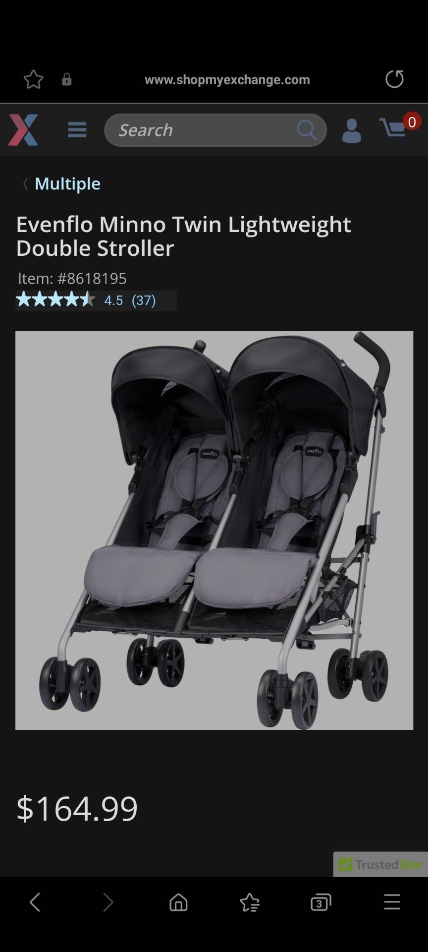 Evenflo Minno Twin Double Stroller, Glenbarr Grey