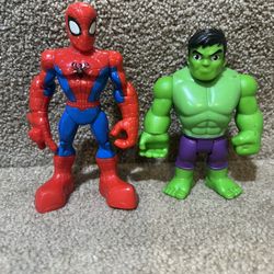 Marvel Playskook Spiderman & Hulk figure lot of 2 super heroes