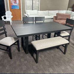 New Charcoal Black Dining Kitchen Table Set