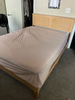 Queen sized Stavern Mid Century Neutral Platform Bed