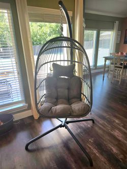 Hanging Wicker Chair with Stand