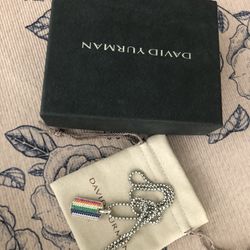 David Yurman Colorful Dog Tag Pendant Necklace