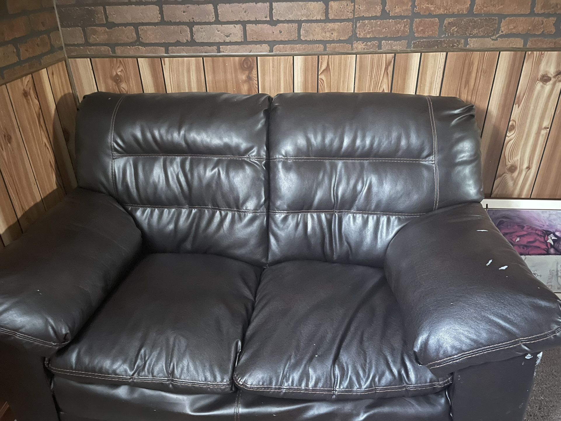 2 Piece Black Leather Couch