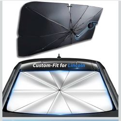 Lincoln Windshield Sun Shade Umbrella, 360°Rotation Bendable Car Umbrella Sunshade Cover UV Block Car Front Window (for Lincoln MKS