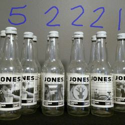 Lot of 12 JONES Diet Cream Soda B&W Label Collector's Bottles 12oz EMPTY