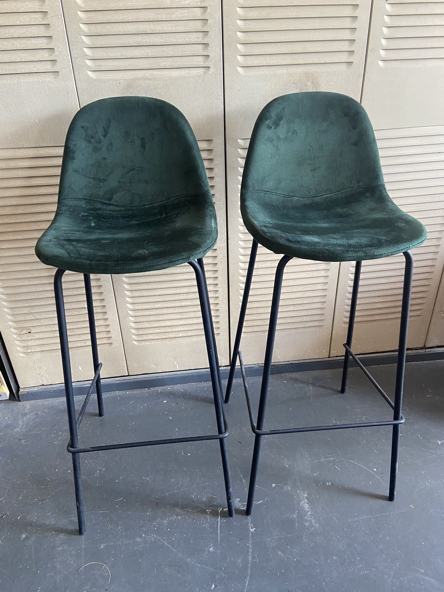 Two Green Bar Stools