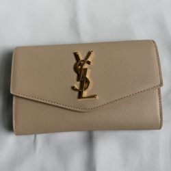 YSL leather tan wallet