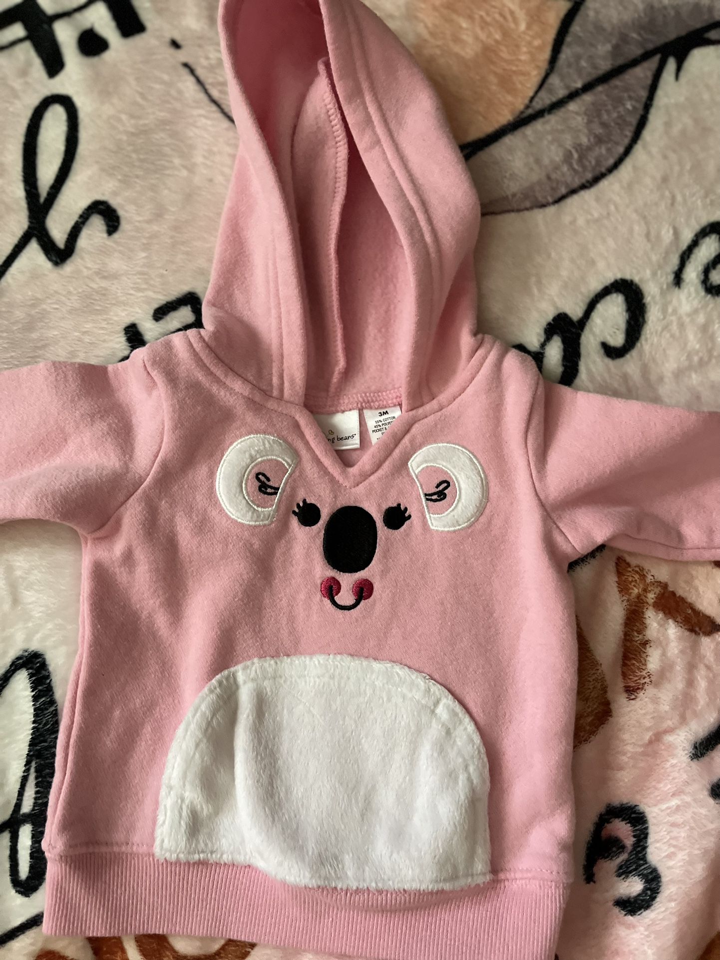Spring Bears Silly Face Pink Hoodie For Babygirl 