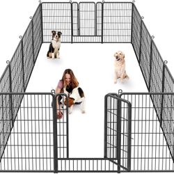 Dog Playpen, 40 inch Height 14 Panels Heavy Duty Dog Fence Pet Playpen with Door, Anti-Rust Dog Exercise Pen with Lock, Portable Pet Fence Outdoor for