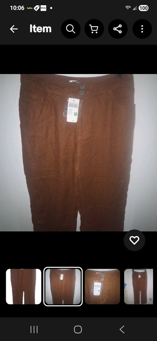 New Chicos Womens Pants Size 1 brown Linen Button Pockets Sumarta Bistro Sienna ⁸