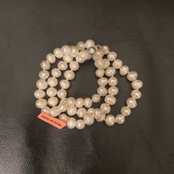 Real Pearl 3 Strand 925 Bracelet 