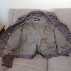 Size 54 Brown Heavy Leather Motorcycle Jacket