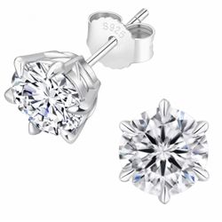 Moissanite Silver Wedding Earrings and passes diamond tester