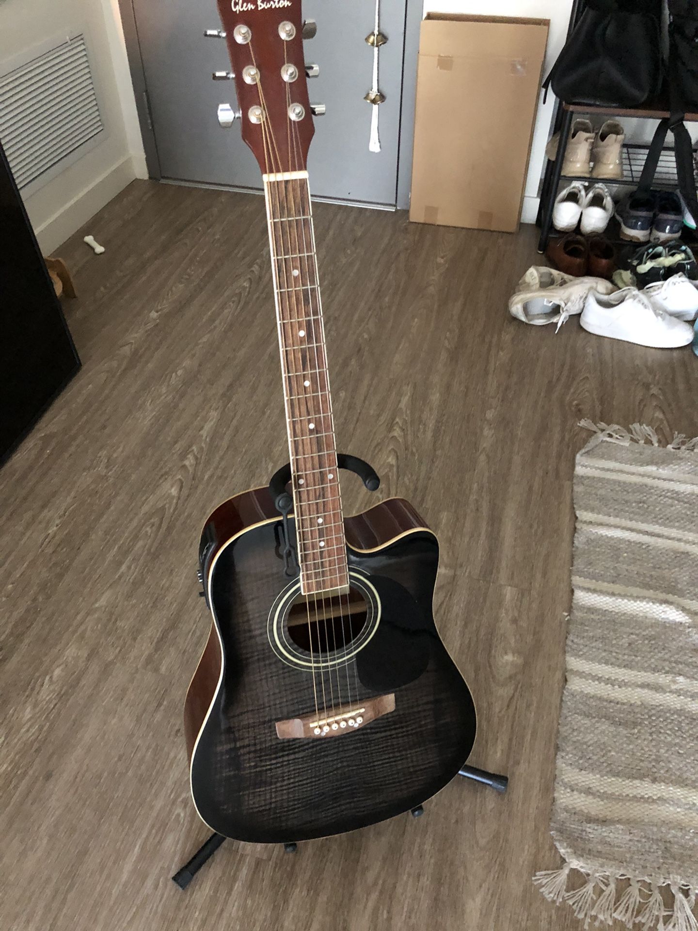 Glen Burton Acoustic Electric Cutaway Guitar, Black