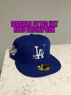 MLB new era Los Angeles dodgers blue rose lavender UV World Series patch 59fifty fitted hat size 7 3/8