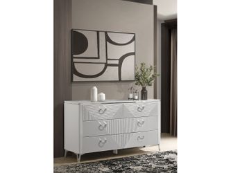 Cassia White High Gloss 6-drawer Bedroom Dresser Cabinet