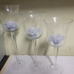Set Of The Glass Candle Holders
