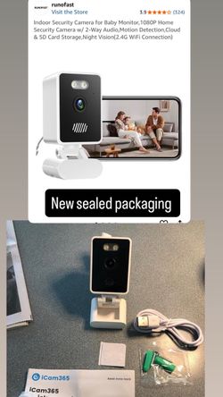 Indoor Security Camera for Baby Monitor,1080P Home Security Camera w/ 2-Way Audio,Motion Detection,Cloud & SD Card Storage,Night Vision(2.4G WiFi Conn