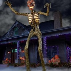 12 ft Giant Sized Inferno Pumpkin Skeleton with LifeEyes LCD,IN HANDS!