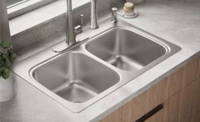A000674A KOHLER Verse 33 in. Drop-in Double Bowl 18-Gauge Stainless Steel Kitchen Sink with 4-Holes