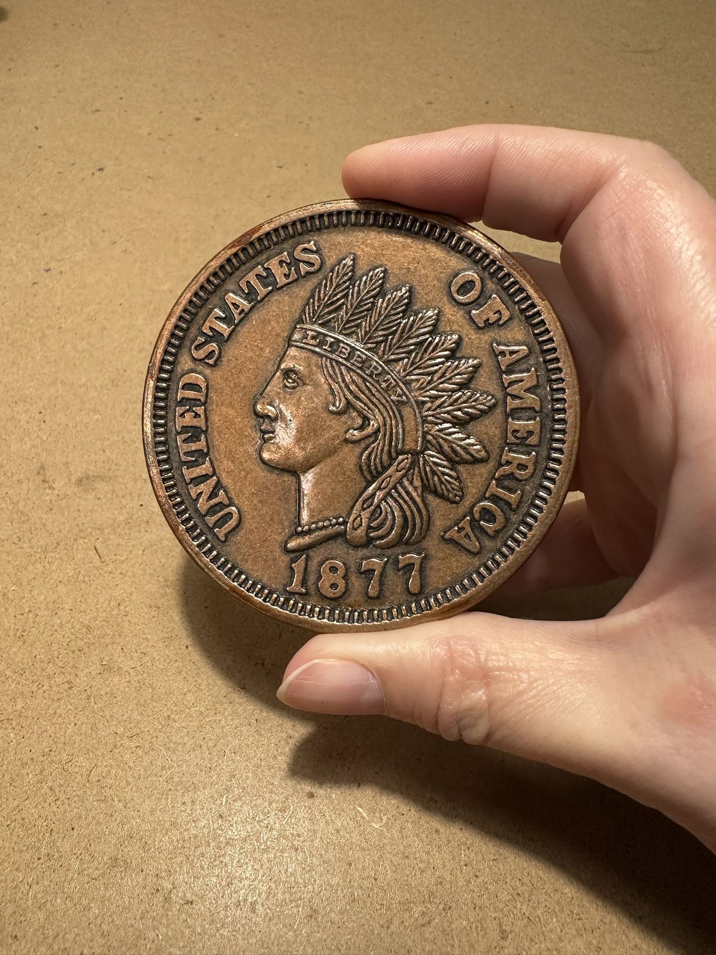 Large Indian Head One Cent Coin - Replica