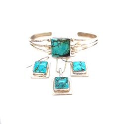 3 Piece Sterling Silver Native American Turquoise Set