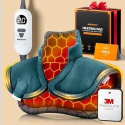 Graphene-Infused Instant Heating Pad with 3M Thinsulate, Ergonomic Weighted Heating Pad for Neck and Shoulders and Back,