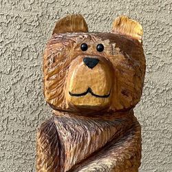 3 Foot Tall Carved Wooden Bear Solid Wood