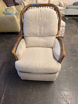 Vintage Bamboo Frame Recliner Chair with Upholstered Cushions
