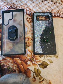 Two Phone Cases with Ring Holder and Glitter