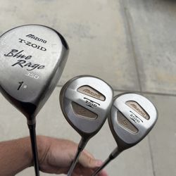 MIZUNO Wood Set T-ZOID Blue Rage Ti Driver 3 & 5 Fairway Regular Flex