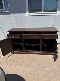 Dark Wood Buffet Sideboard with Drawers