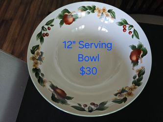 Vintage Cades Cove Apples and Blossoms Salad Serving Bowl