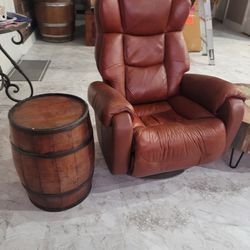 2 Real Leather 360 Recliners And 2 Barrels