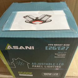 Garage Lights Ceiling Led, 12 Panel Plug in Shop Lights with 180W 18000 LM 6500K, 12 Leaf Deformable