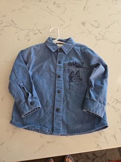 BLUEY DENIM SNAP FRONT SHIRT SZ 4T KIDS SEE DESCRIPTION