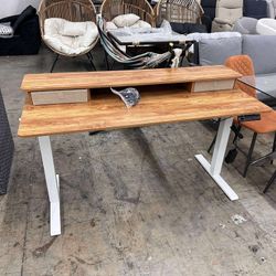 55 x 24 Inch Height Adjustable Electric Standing Desk with Double Drawer