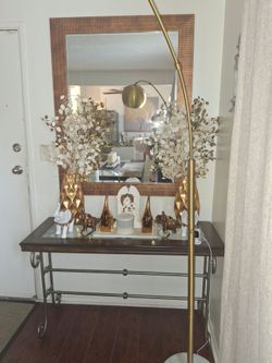Console Table with Wrought Iron Base