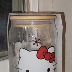 Sanrio Hello Kitty 16oz Christmas Glass Cup Brand New 
