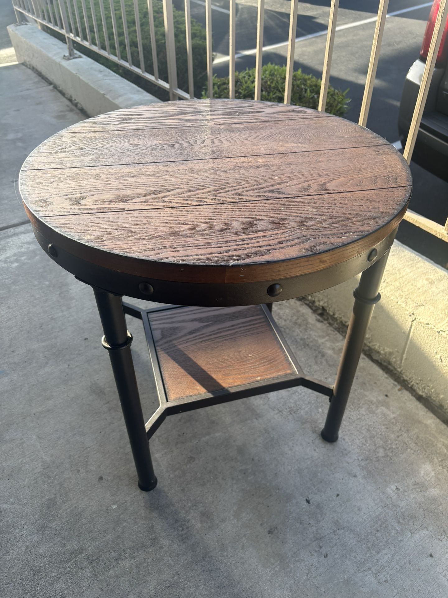 Wood And Metal  Circle Table