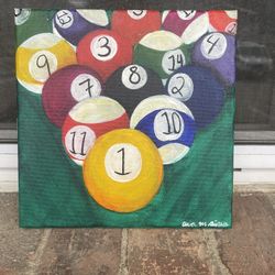 8x8 Pool Table Balls Acrylic Painting