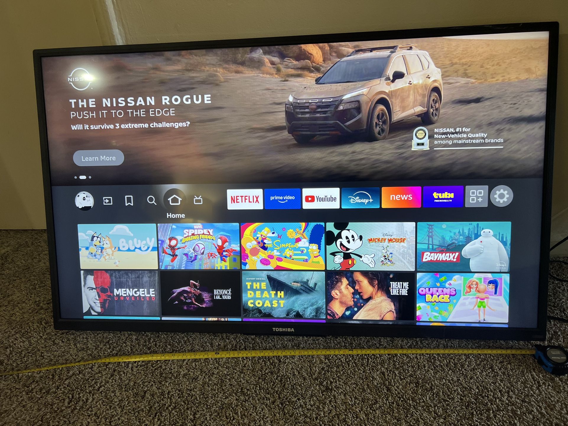 50’ TOSHIBA SMART TV WITH WALL MOUNT 