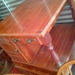 Set Of Two Very Large Solid Wood End Tables With Storage And Drawers