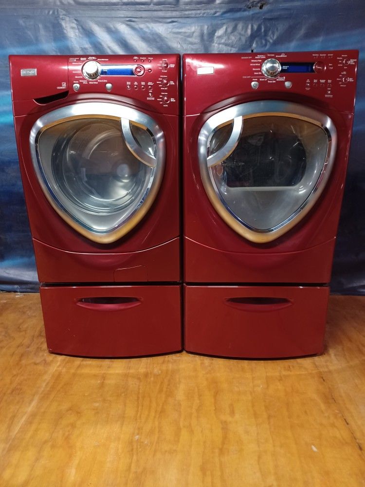 GE Red Washer And Electric Dryer Free Delivery And Installation With A 90 Day Warranty