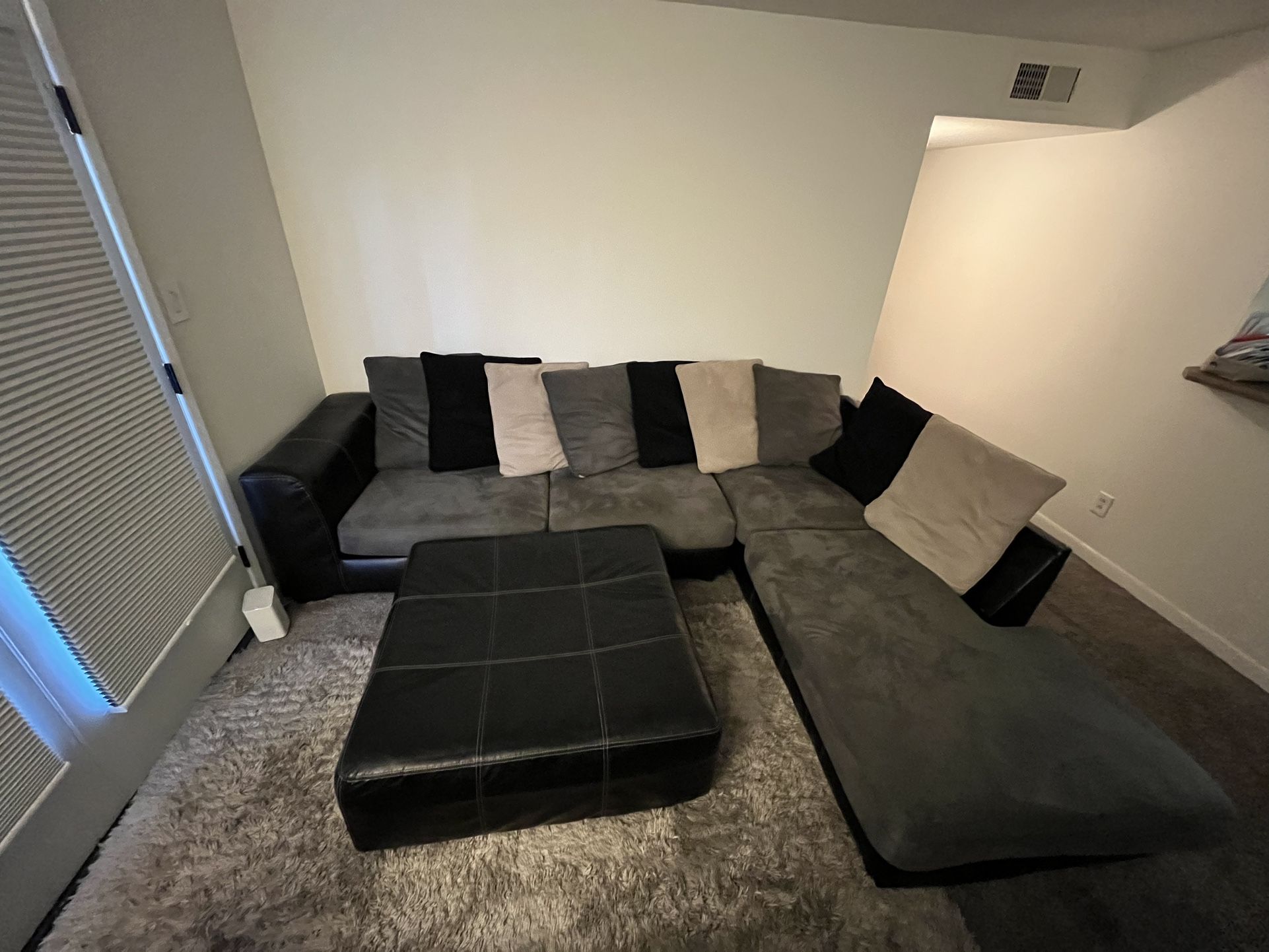 MUST GO - Large Black Leather Sectional & Love Seat