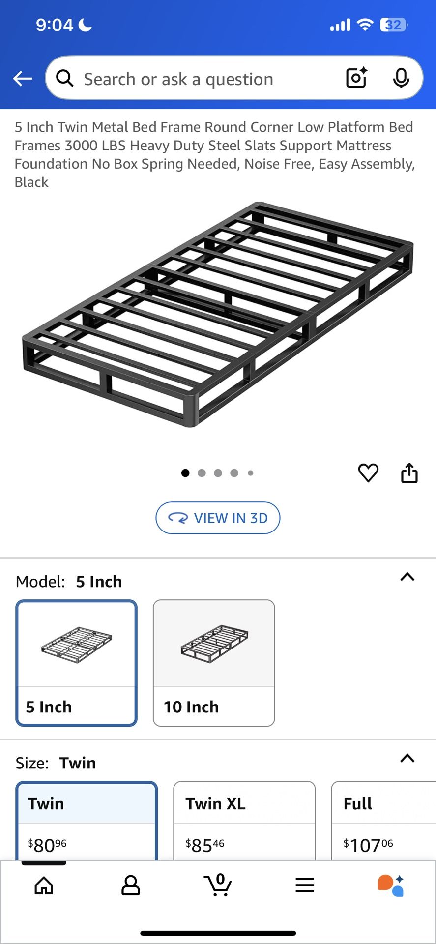 5” Twin Bed Frame New