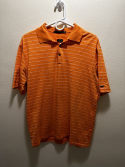 Nike Tiger Woods Collection Polo Mens Medium Orange Stripe Golf Performance