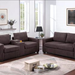 BRAND NEW 2PC SOFA SET WITH CUP HOLDER $569