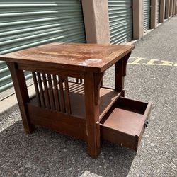 All Wood End Table With Drawer